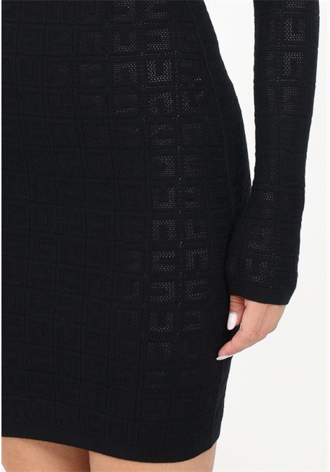 Short black dress for women in mesh stitch viscose with logo ELISABETTA FRANCHI | AM04B46E2110